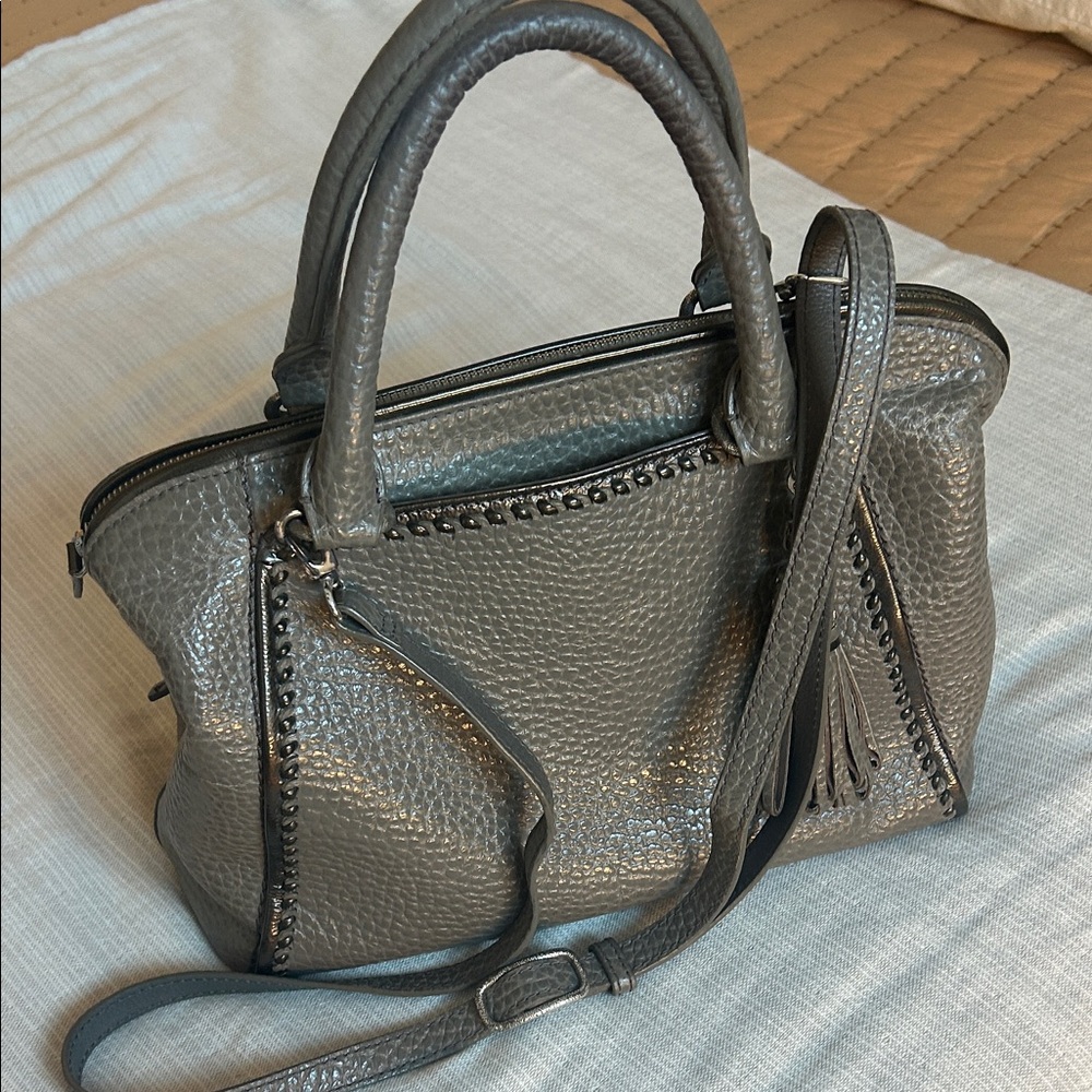 Brighton Gray Pebbled Leather Crossbody/Satchel Handbag